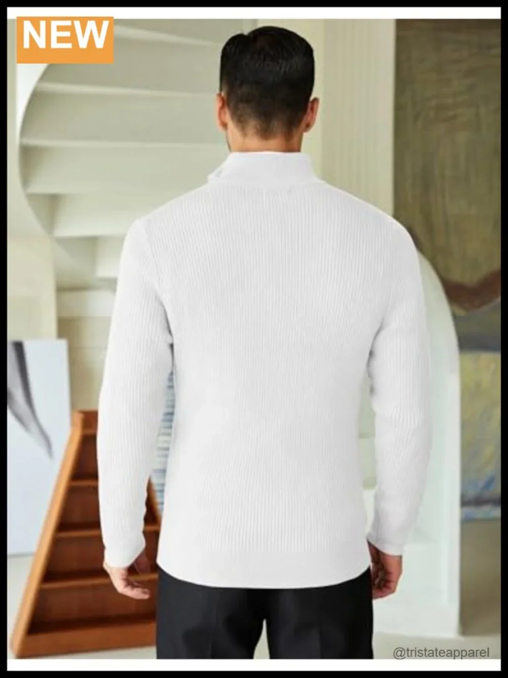 Men's Slim Fit Quarter Zip Mock Neck Sweater Long Sleeve Knitted Pullover